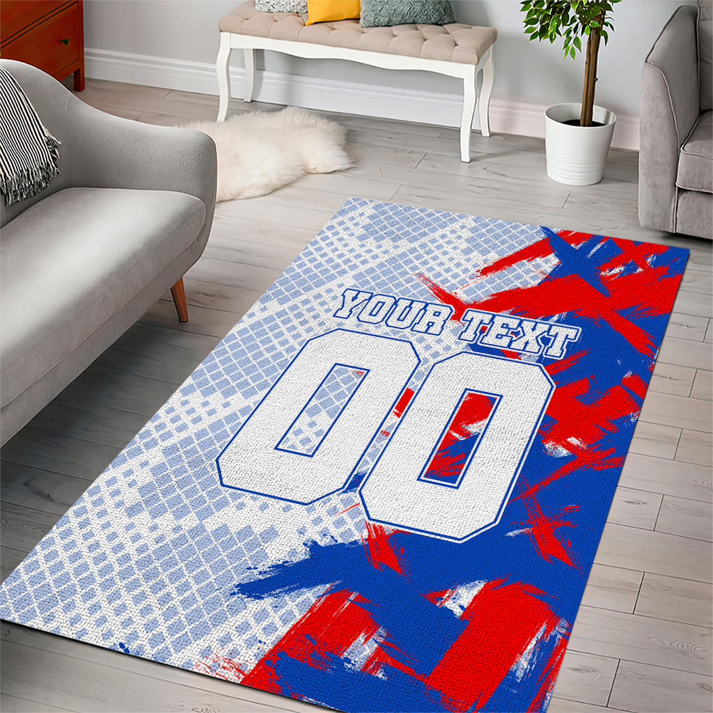 Personalized England Football Area Rug Fierce Lion Mascot Abstract Brush Stroke