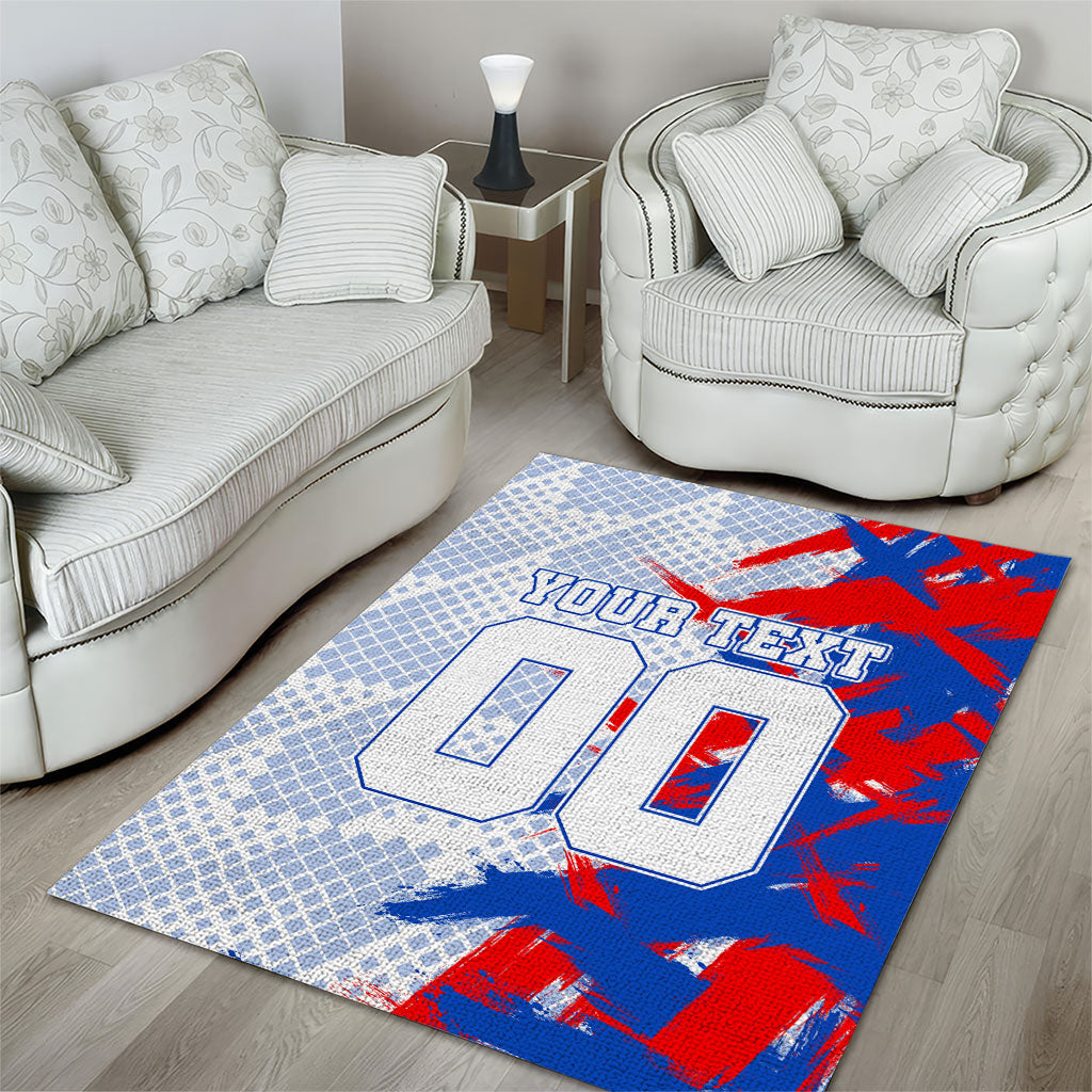 Personalized England Football Area Rug Fierce Lion Mascot Abstract Brush Stroke