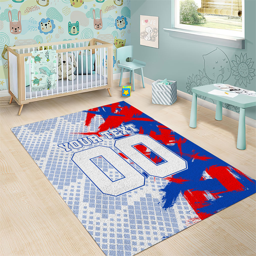 Personalized England Football Area Rug Fierce Lion Mascot Abstract Brush Stroke