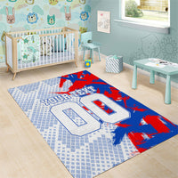 Personalized England Football Area Rug Fierce Lion Mascot Abstract Brush Stroke