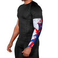 Personalized England Football Arm Sleeves Fierce Lion Mascot Abstract Brush Stroke