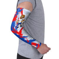 Personalized England Football Arm Sleeves Fierce Lion Mascot Abstract Brush Stroke
