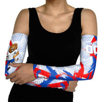 Personalized England Football Arm Sleeves Fierce Lion Mascot Abstract Brush Stroke
