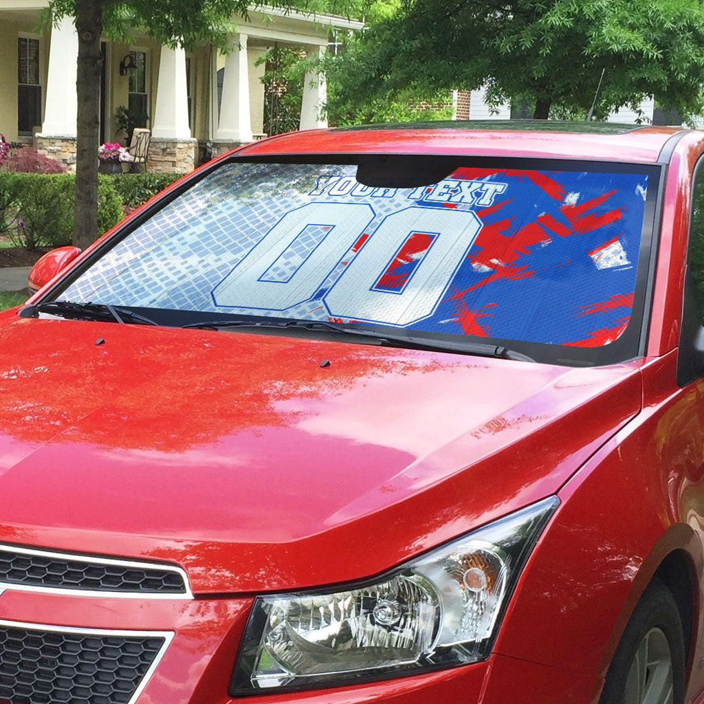 Personalized England Football Auto Sun Shade Fierce Lion Mascot Abstract Brush Stroke