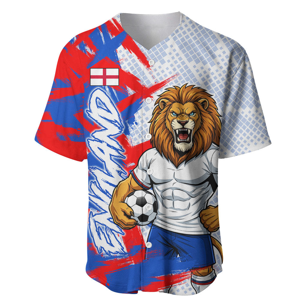 Personalized England Football Baseball Jersey Fierce Lion Mascot Abstract Brush Stroke