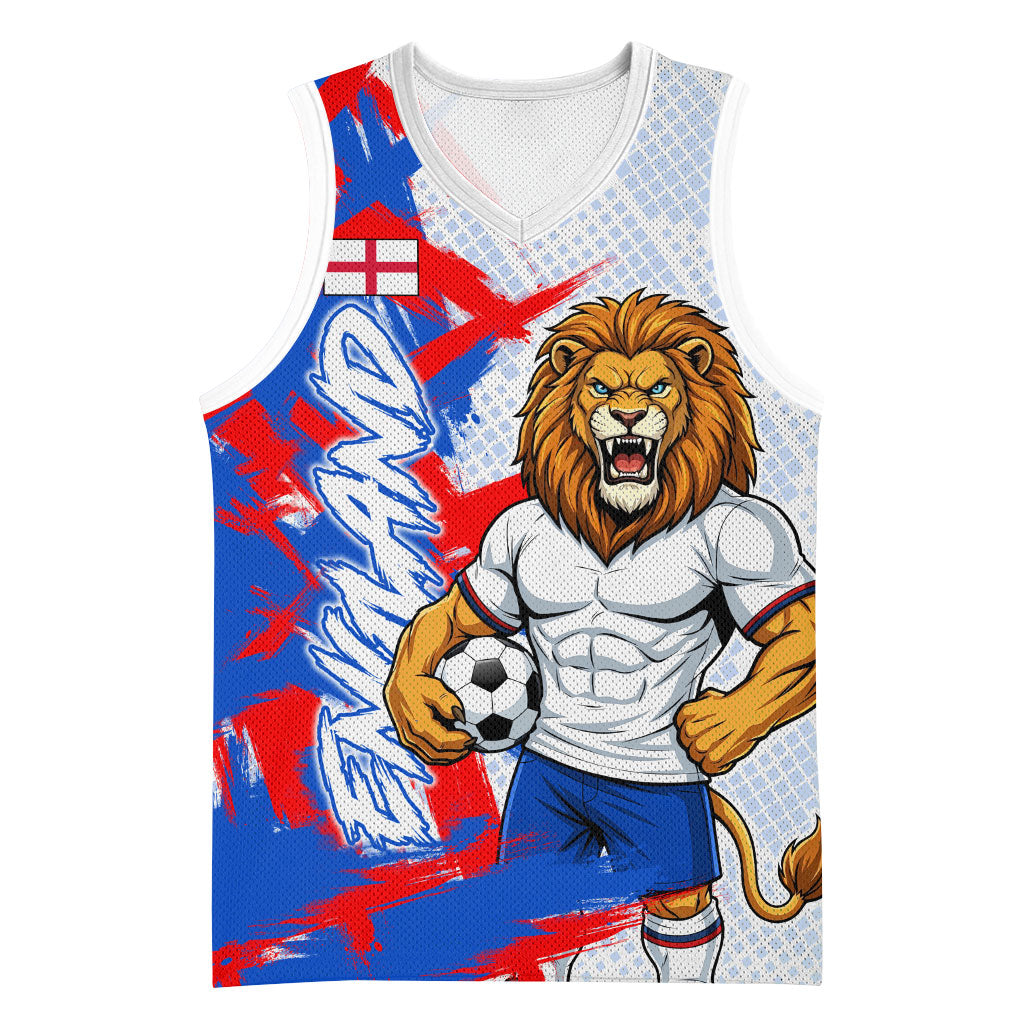 Personalized England Football Basketball Jersey Fierce Lion Mascot Abstract Brush Stroke