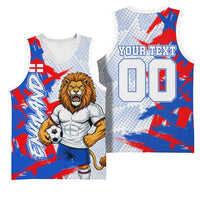 Personalized England Football Basketball Jersey Fierce Lion Mascot Abstract Brush Stroke