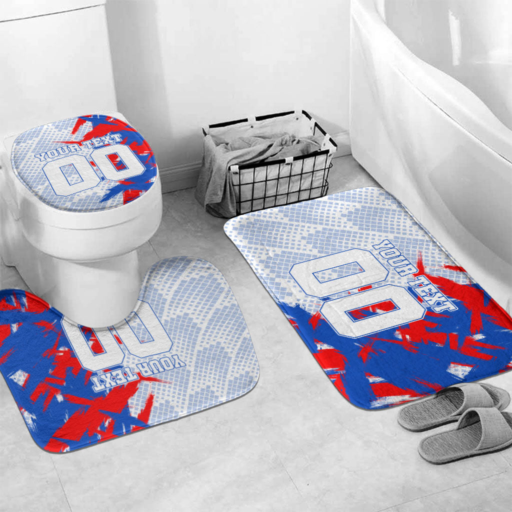 Personalized England Football Bathroom Set Fierce Lion Mascot Abstract Brush Stroke