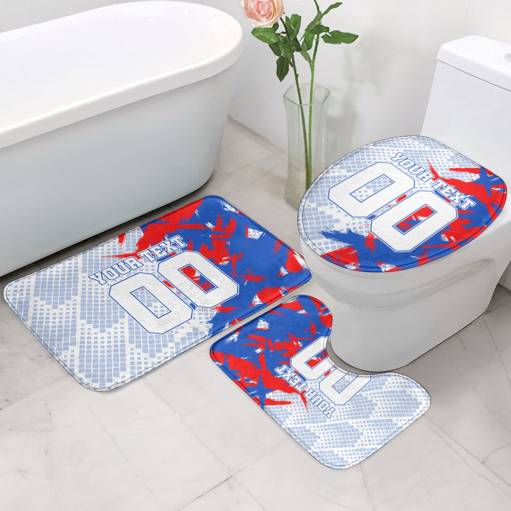 Personalized England Football Bathroom Set Fierce Lion Mascot Abstract Brush Stroke