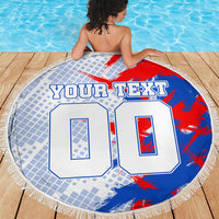 Personalized England Football Beach Blanket Fierce Lion Mascot Abstract Brush Stroke