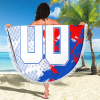 Personalized England Football Beach Blanket Fierce Lion Mascot Abstract Brush Stroke