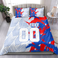 Personalized England Football Bedding Set Fierce Lion Mascot Abstract Brush Stroke