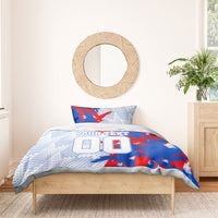 Personalized England Football Bedding Set Fierce Lion Mascot Abstract Brush Stroke