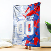 Personalized England Football Blanket Fierce Lion Mascot Abstract Brush Stroke
