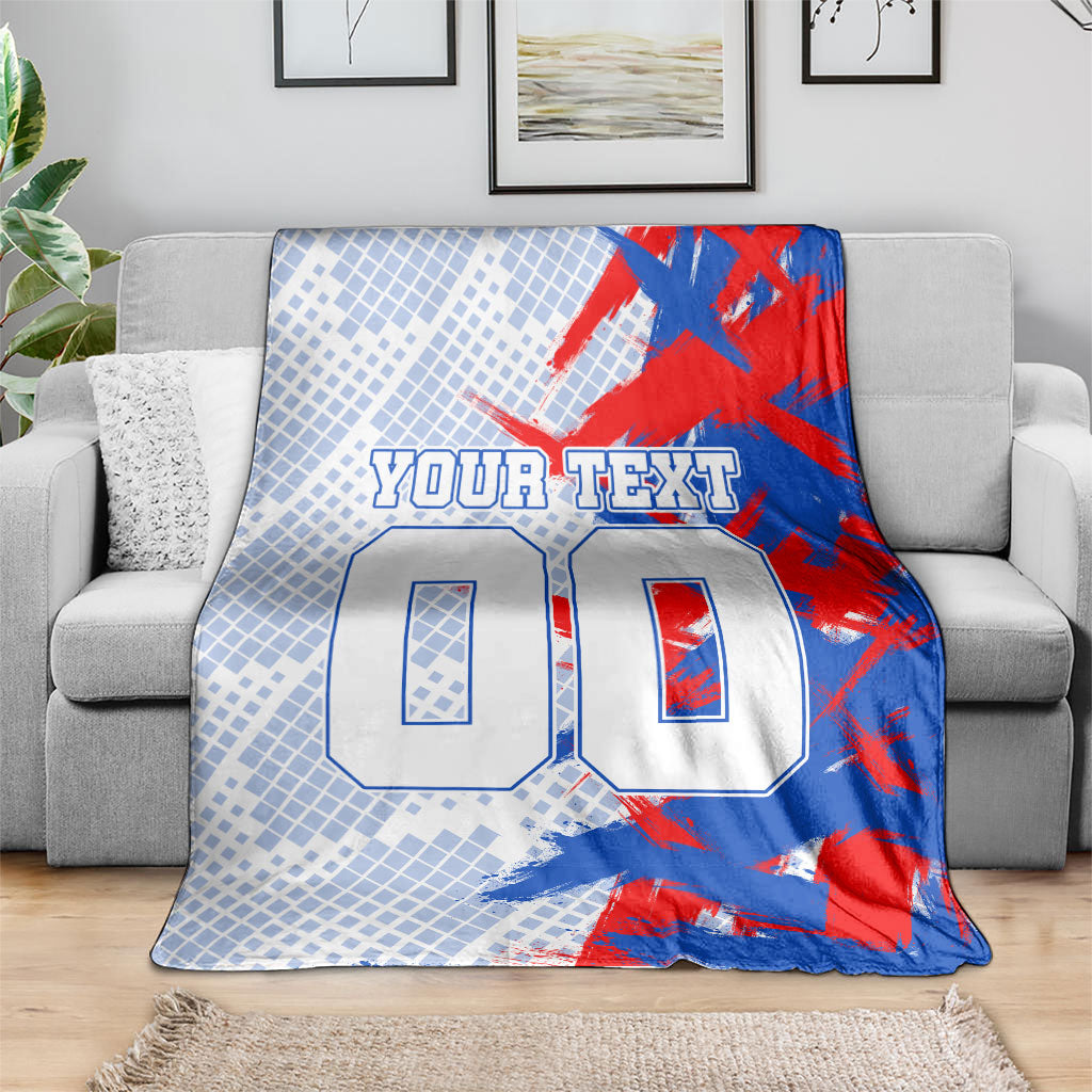 Personalized England Football Blanket Fierce Lion Mascot Abstract Brush Stroke