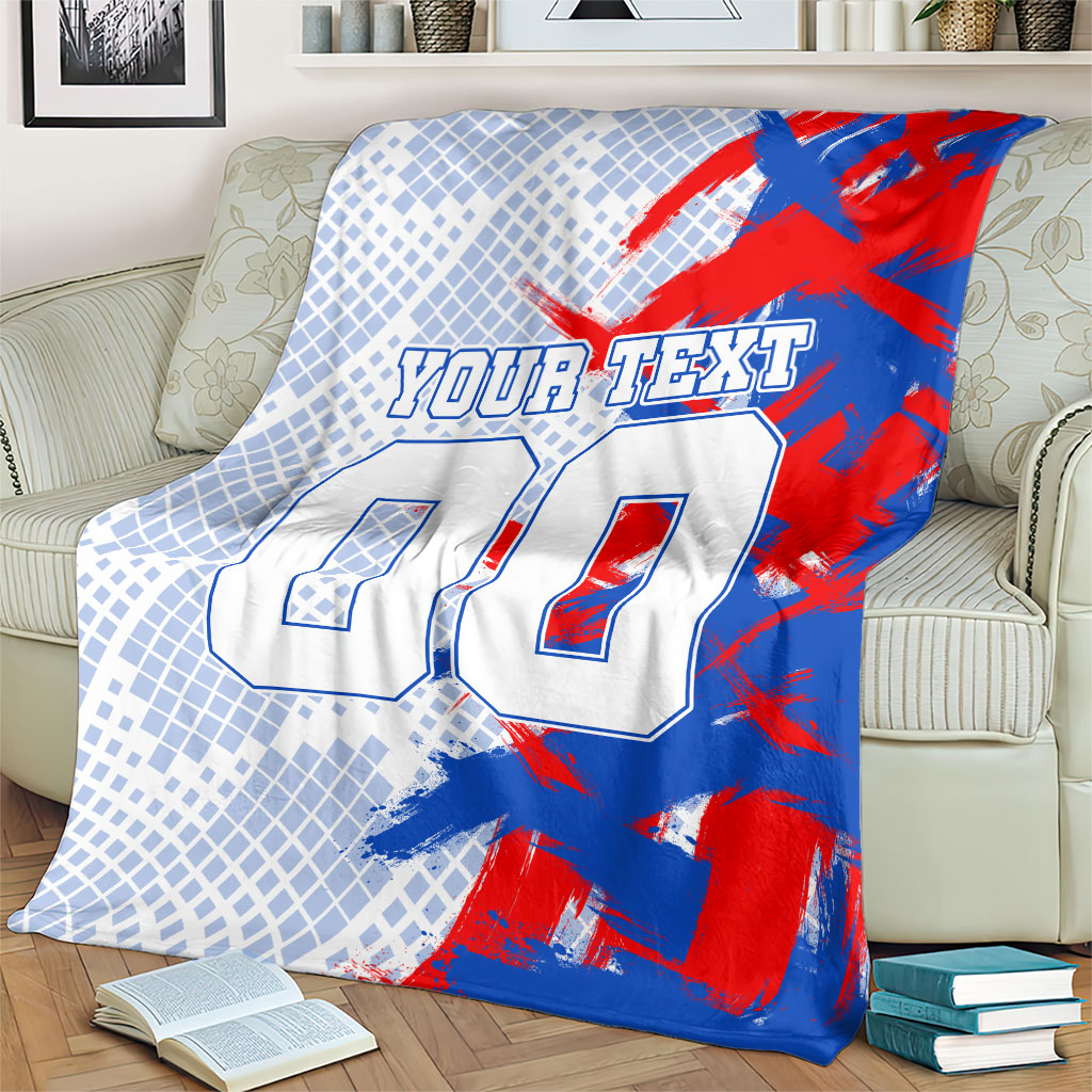 Personalized England Football Blanket Fierce Lion Mascot Abstract Brush Stroke