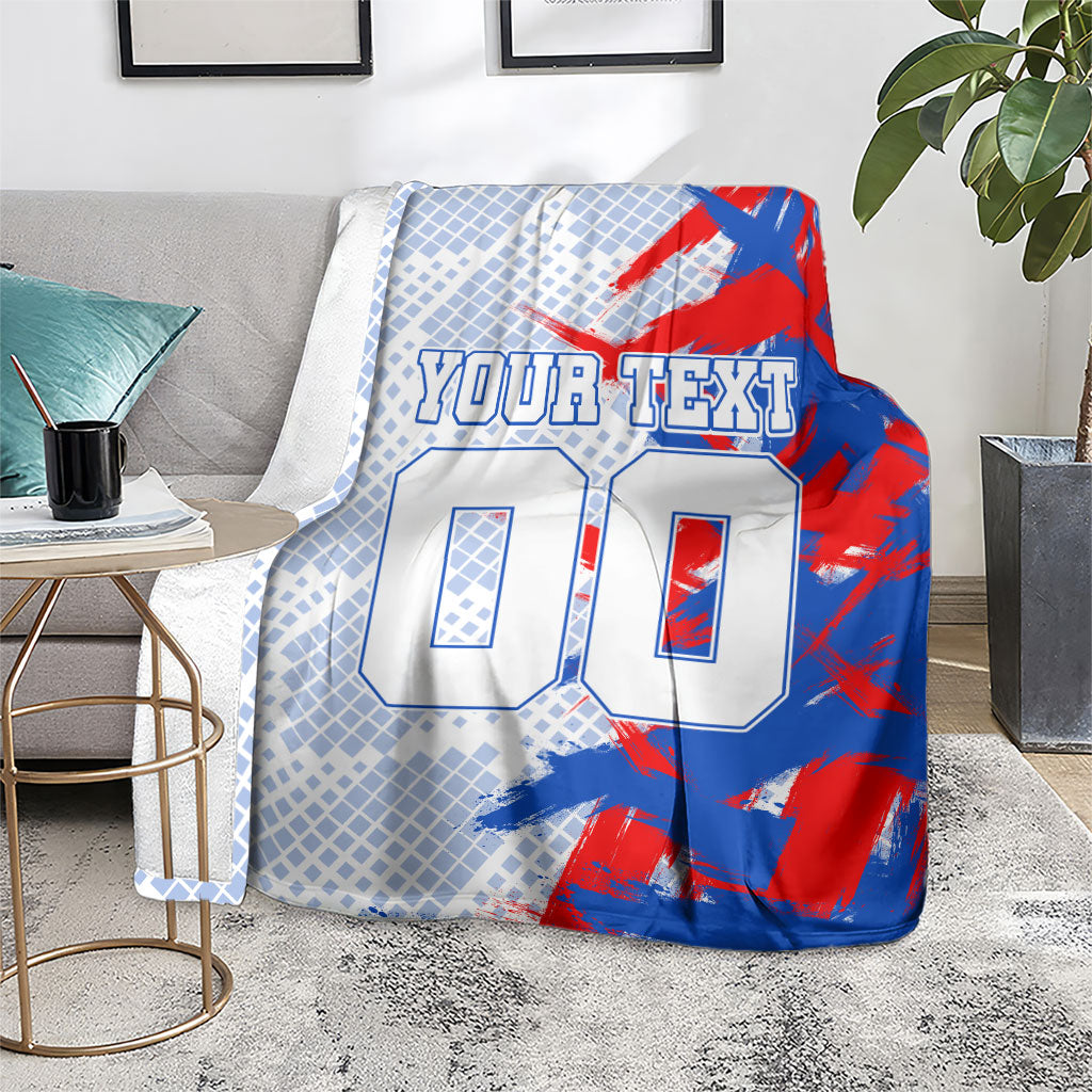 Personalized England Football Blanket Fierce Lion Mascot Abstract Brush Stroke