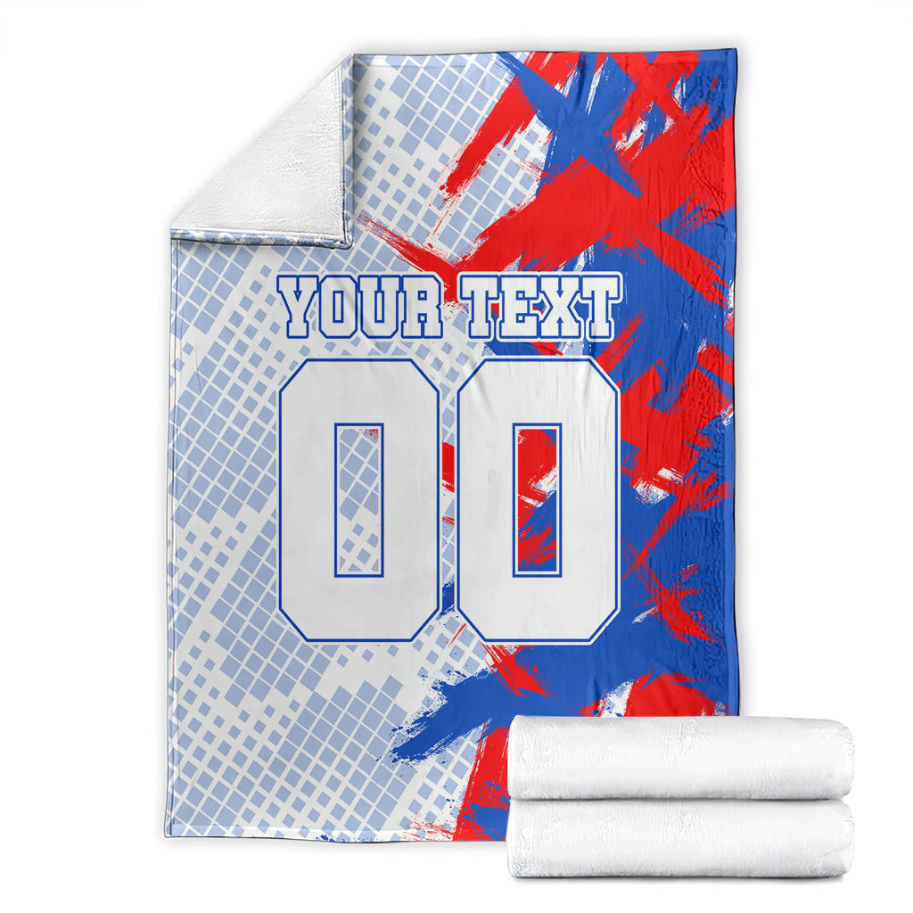 Personalized England Football Blanket Fierce Lion Mascot Abstract Brush Stroke