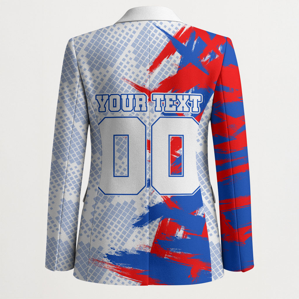 Personalized England Football Blazer Fierce Lion Mascot Abstract Brush Stroke