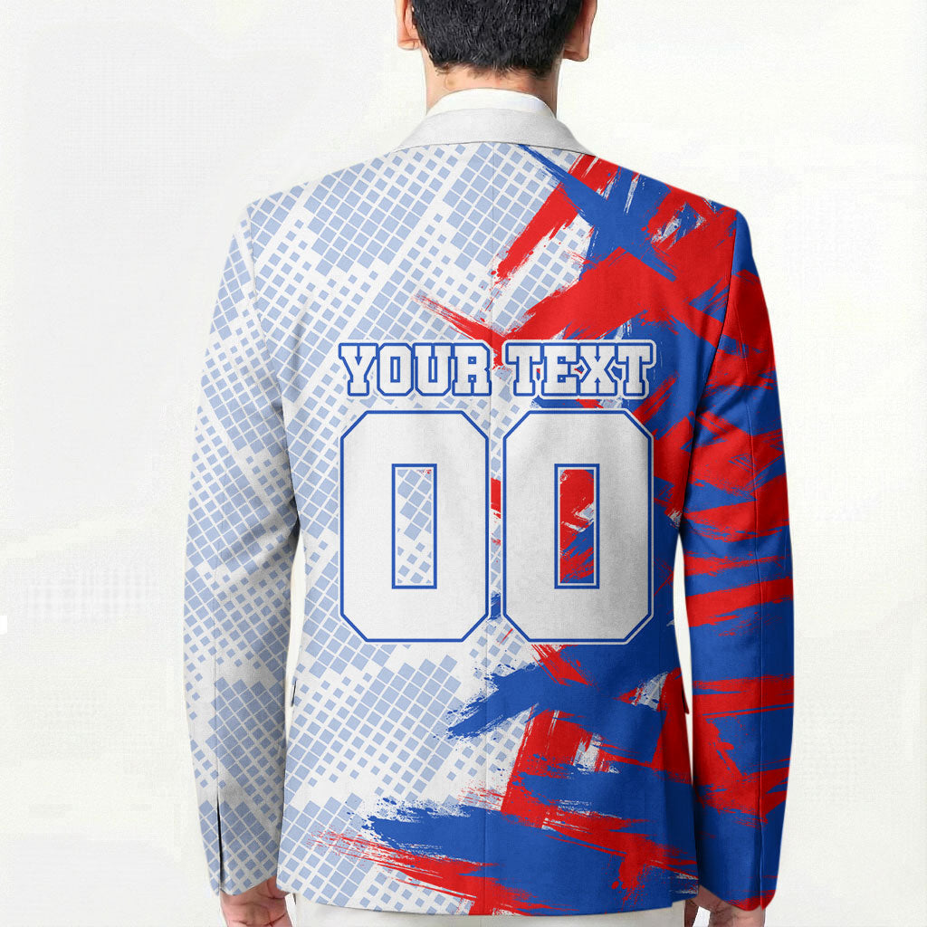 Personalized England Football Blazer Fierce Lion Mascot Abstract Brush Stroke