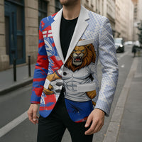 Personalized England Football Blazer Fierce Lion Mascot Abstract Brush Stroke