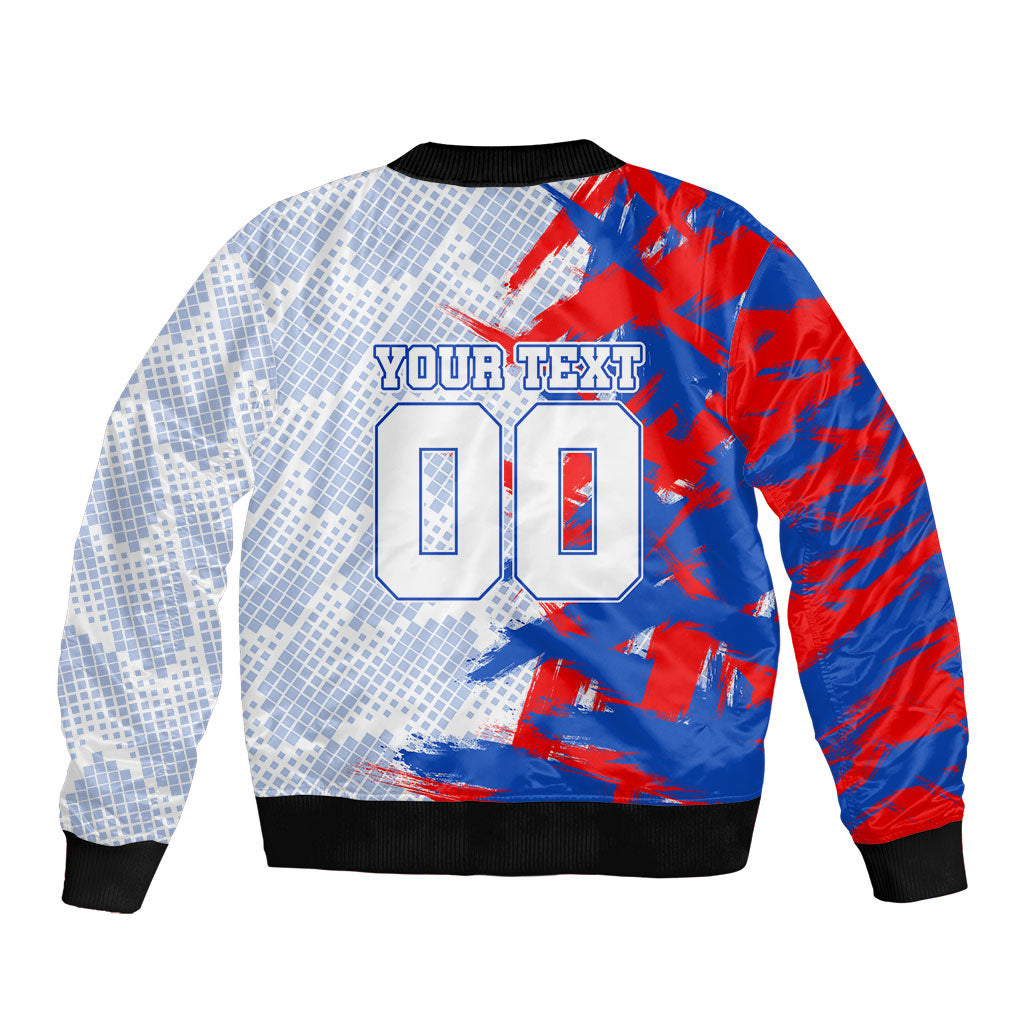Personalized England Football Bomber Jacket Fierce Lion Mascot Abstract Brush Stroke