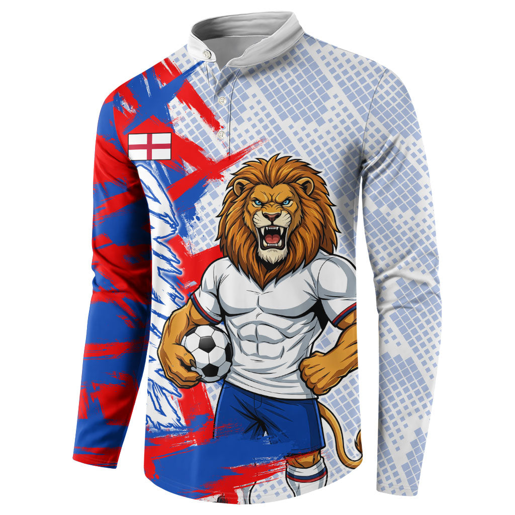 Personalized England Football Button Sweatshirt Fierce Lion Mascot Abstract Brush Stroke