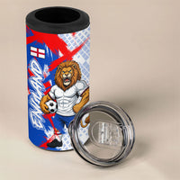 Personalized England Football 4 in 1 Can Cooler Tumbler Fierce Lion Mascot Abstract Brush Stroke