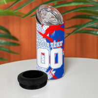 Personalized England Football 4 in 1 Can Cooler Tumbler Fierce Lion Mascot Abstract Brush Stroke