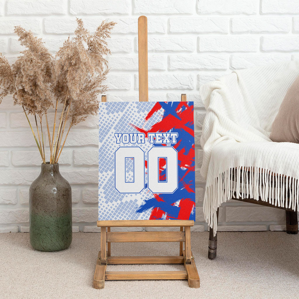 Personalized England Football Canvas Wall Art Fierce Lion Mascot Abstract Brush Stroke