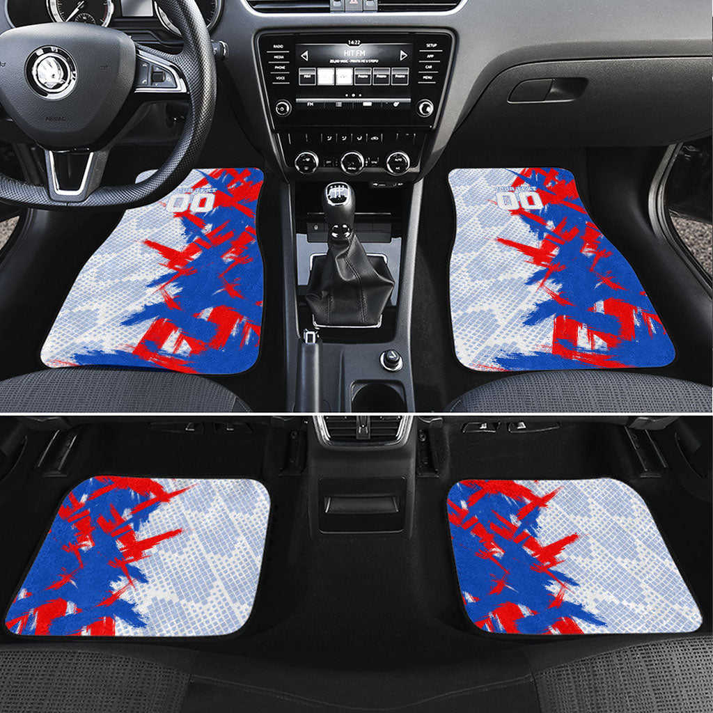 Personalized England Football Car Mats Fierce Lion Mascot Abstract Brush Stroke