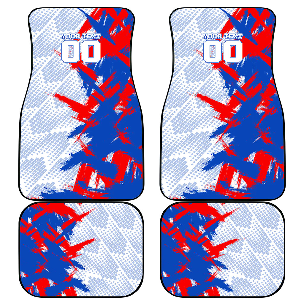 Personalized England Football Car Mats Fierce Lion Mascot Abstract Brush Stroke