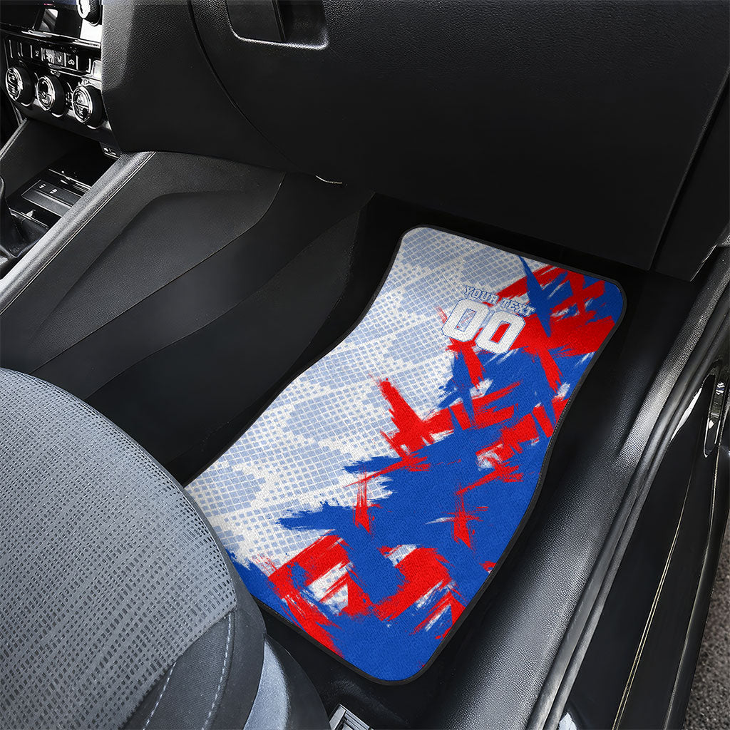 Personalized England Football Car Mats Fierce Lion Mascot Abstract Brush Stroke
