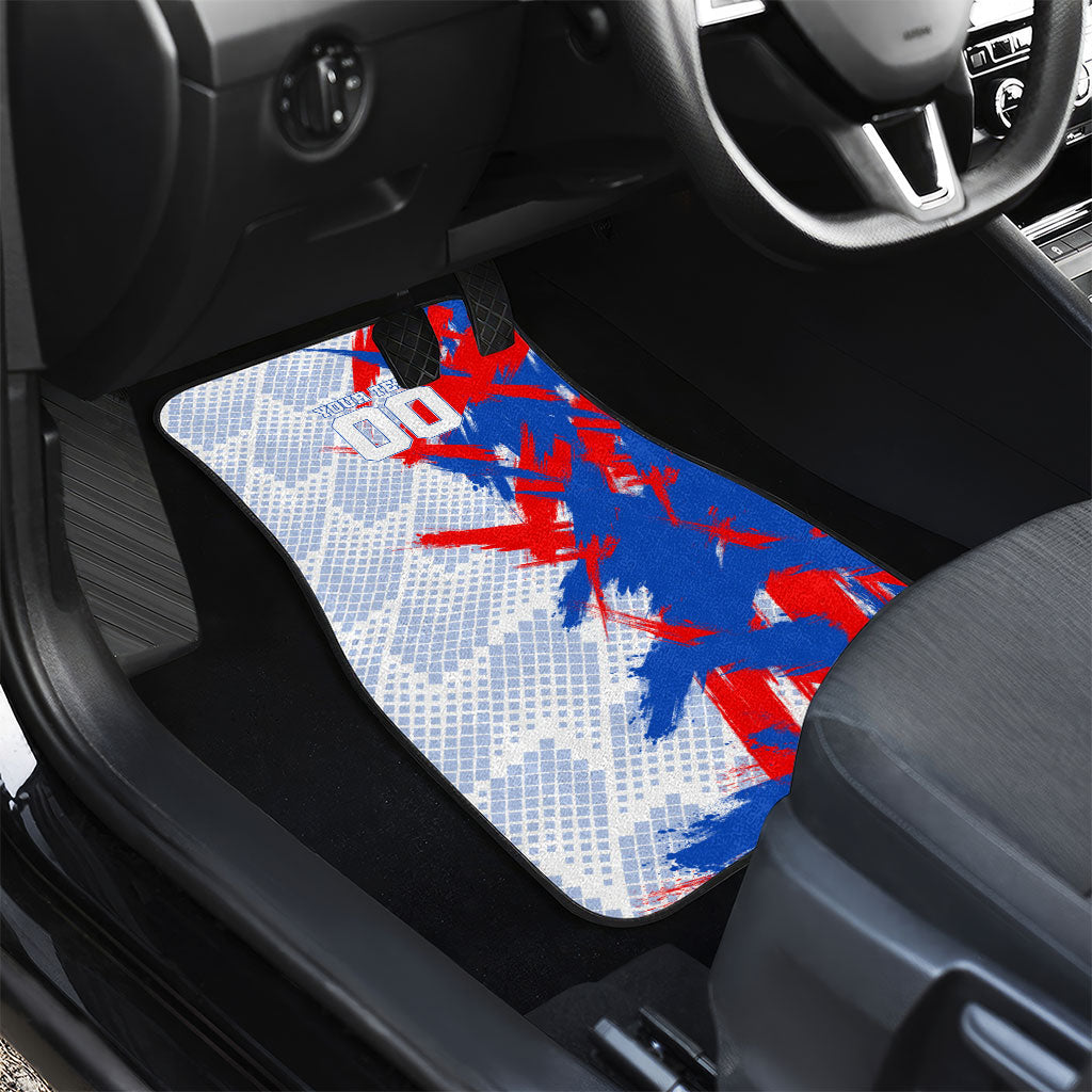 Personalized England Football Car Mats Fierce Lion Mascot Abstract Brush Stroke