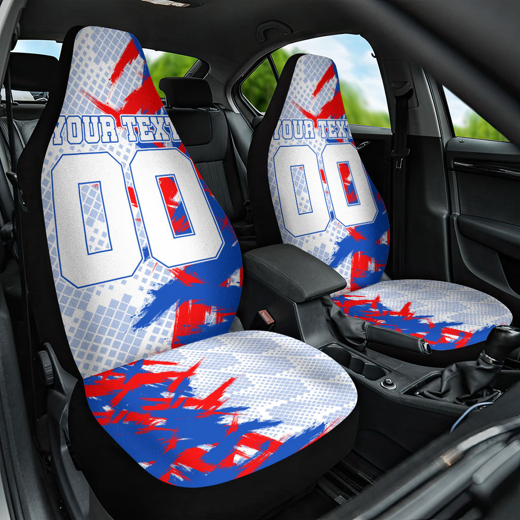 Personalized England Football Car Seat Cover Fierce Lion Mascot Abstract Brush Stroke