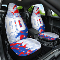 Personalized England Football Car Seat Cover Fierce Lion Mascot Abstract Brush Stroke