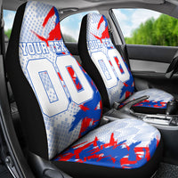 Personalized England Football Car Seat Cover Fierce Lion Mascot Abstract Brush Stroke