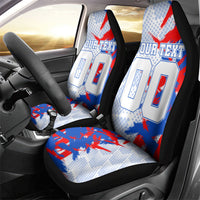 Personalized England Football Car Seat Cover Fierce Lion Mascot Abstract Brush Stroke