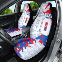 Personalized England Football Car Seat Cover Fierce Lion Mascot Abstract Brush Stroke