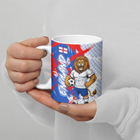 Personalized England Football Ceramic Mug Fierce Lion Mascot Abstract Brush Stroke