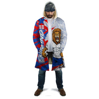 Personalized England Football Cloak Fierce Lion Mascot Abstract Brush Stroke