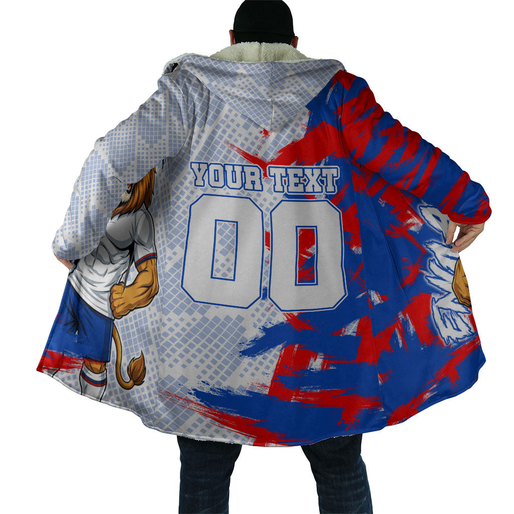 Personalized England Football Cloak Fierce Lion Mascot Abstract Brush Stroke