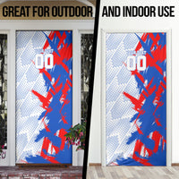 Personalized England Football Door Cover Fierce Lion Mascot Abstract Brush Stroke