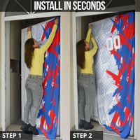 Personalized England Football Door Cover Fierce Lion Mascot Abstract Brush Stroke