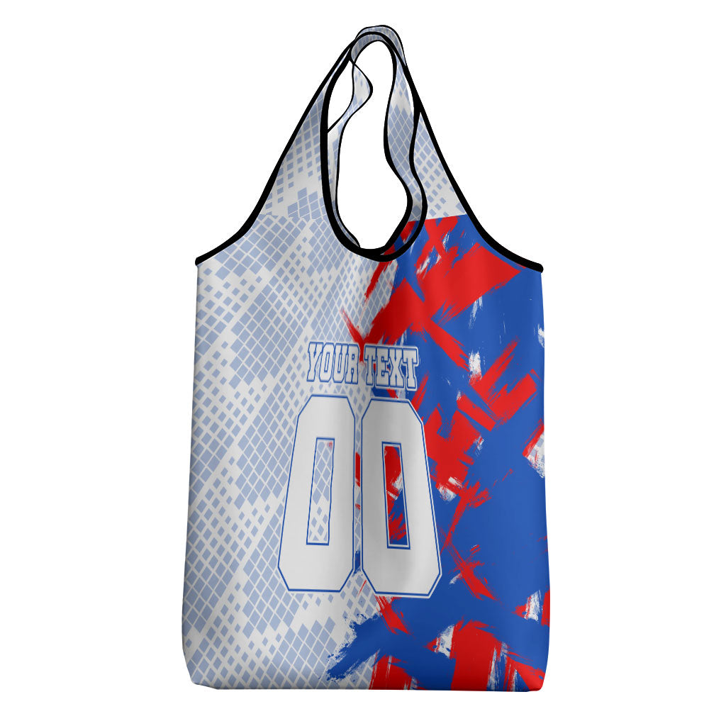 Personalized England Football Grocery Bag Fierce Lion Mascot Abstract Brush Stroke