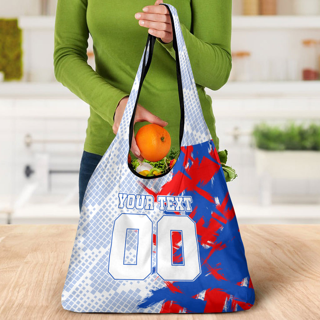 Personalized England Football Grocery Bag Fierce Lion Mascot Abstract Brush Stroke