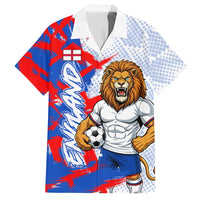 Personalized England Football Hawaiian Shirt Fierce Lion Mascot Abstract Brush Stroke