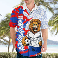 Personalized England Football Hawaiian Shirt Fierce Lion Mascot Abstract Brush Stroke