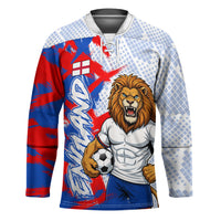Personalized England Football Hockey Jersey Fierce Lion Mascot Abstract Brush Stroke
