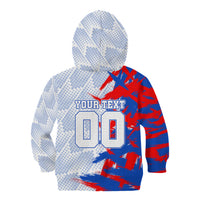 Personalized England Football Kid Hoodie Fierce Lion Mascot Abstract Brush Stroke